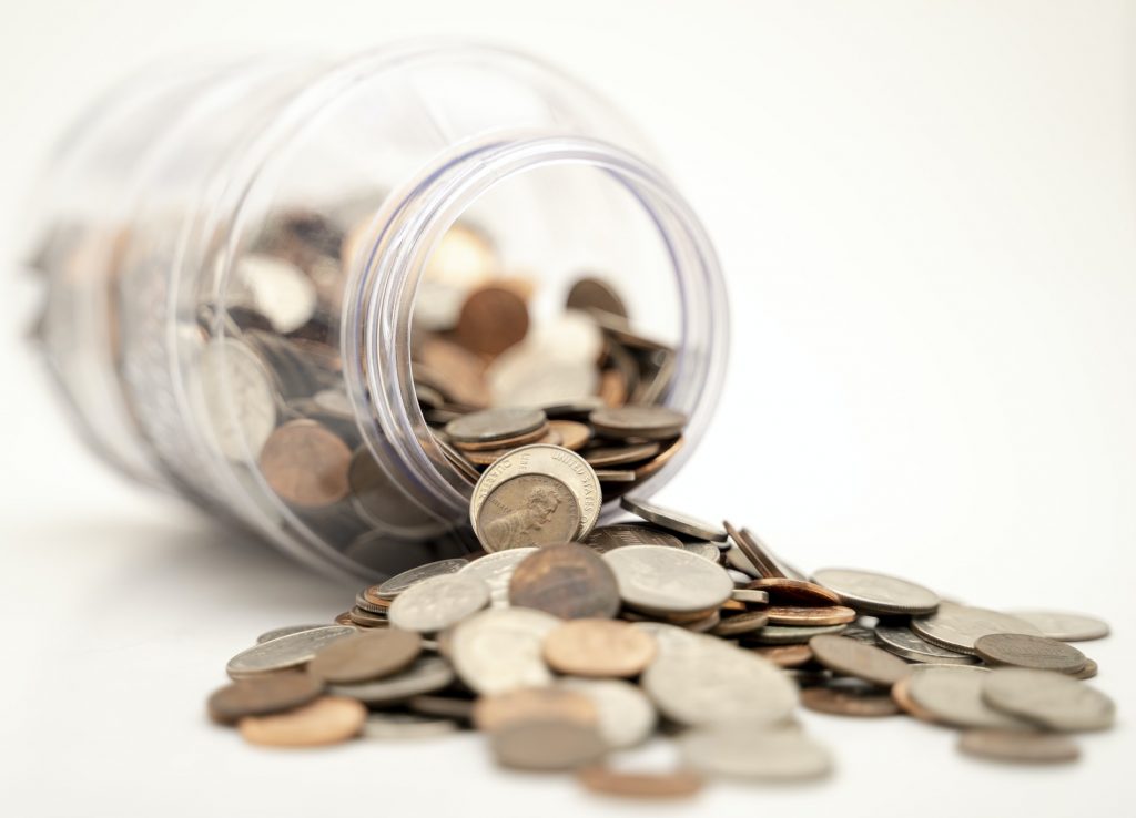 jar of money for savings for dorm emergencies